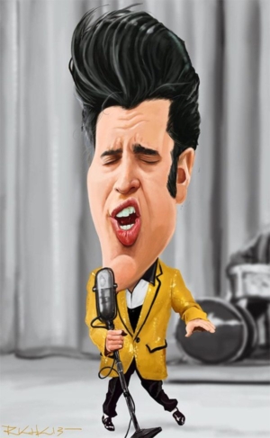 Golden Caricatures Volume 1: caricature of Elvis by Rich Conley.