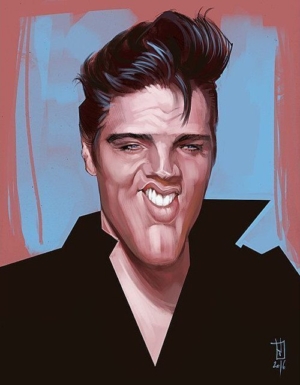 Golden Caricatures Volume 1: caricature of Elvis by Albert Sting Russo.