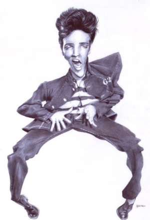 Golden Caricatures Volume 1: caricature of Elvis by Manohead.